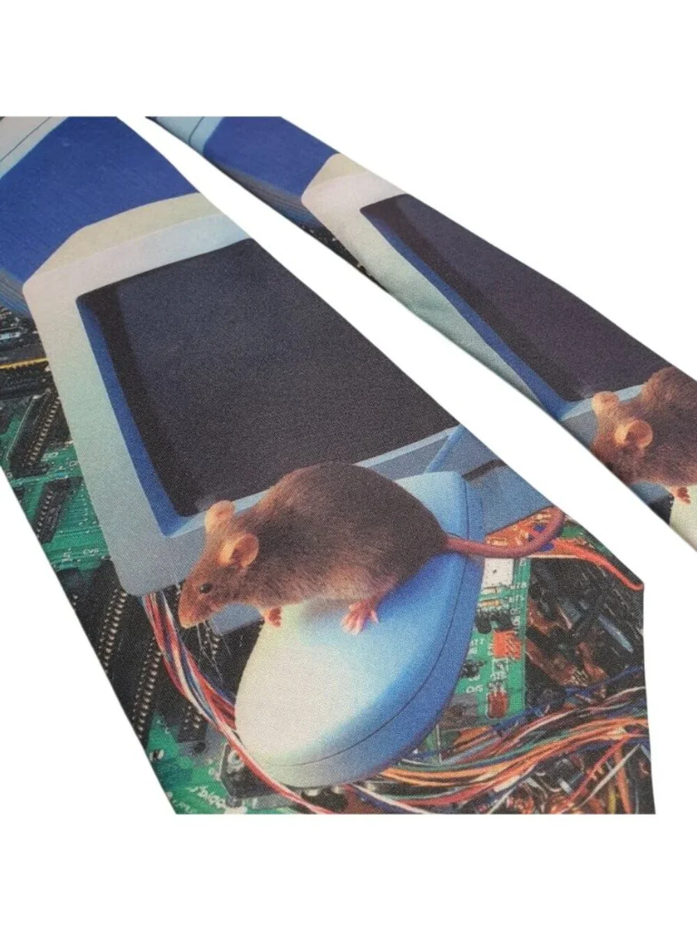 WallyWear Computer Mouse Circuit Board Novelty Necktie Multicolor Rat Graphic